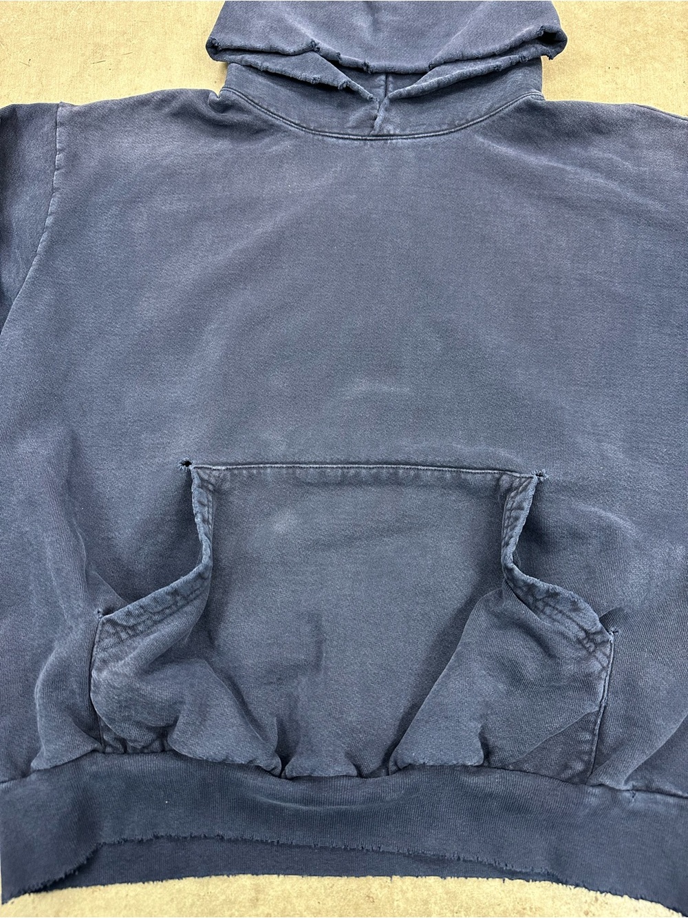The Super Faded Navy Blue Ultimate Distressed Heavyweight Hoodie - Picture 5 of 13